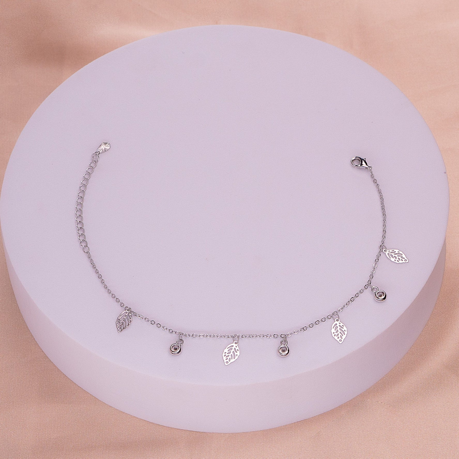 Tobillera Hojas Plateada Ref: M117