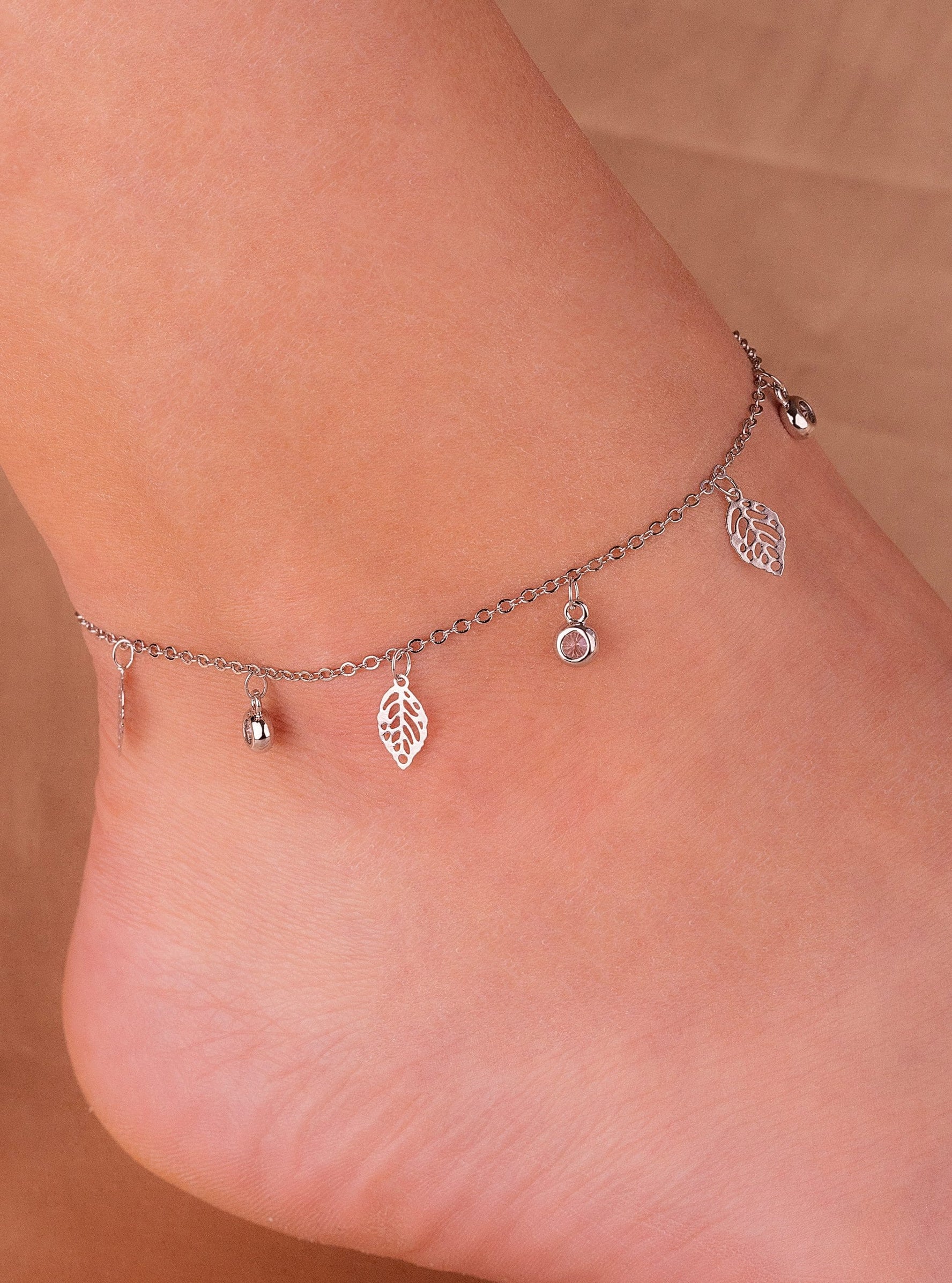 Tobillera Hojas Plateada Ref: M117