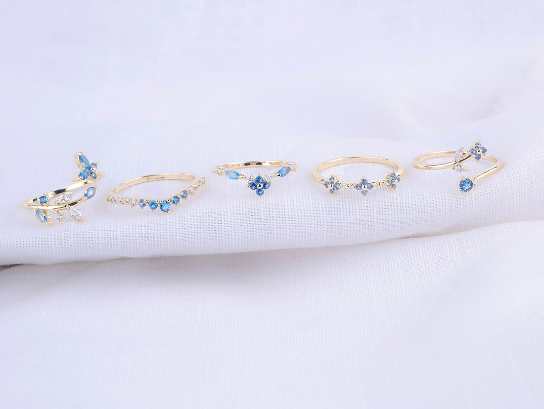 Set X 5 Anillos Azul Mágico