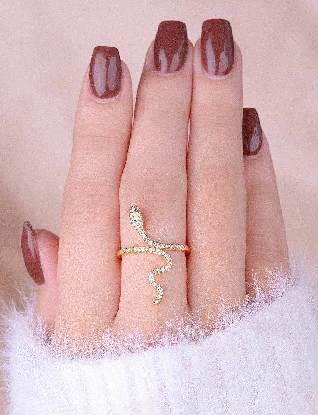 Anillo Serpiente Piedras Blancas Ref: A1741