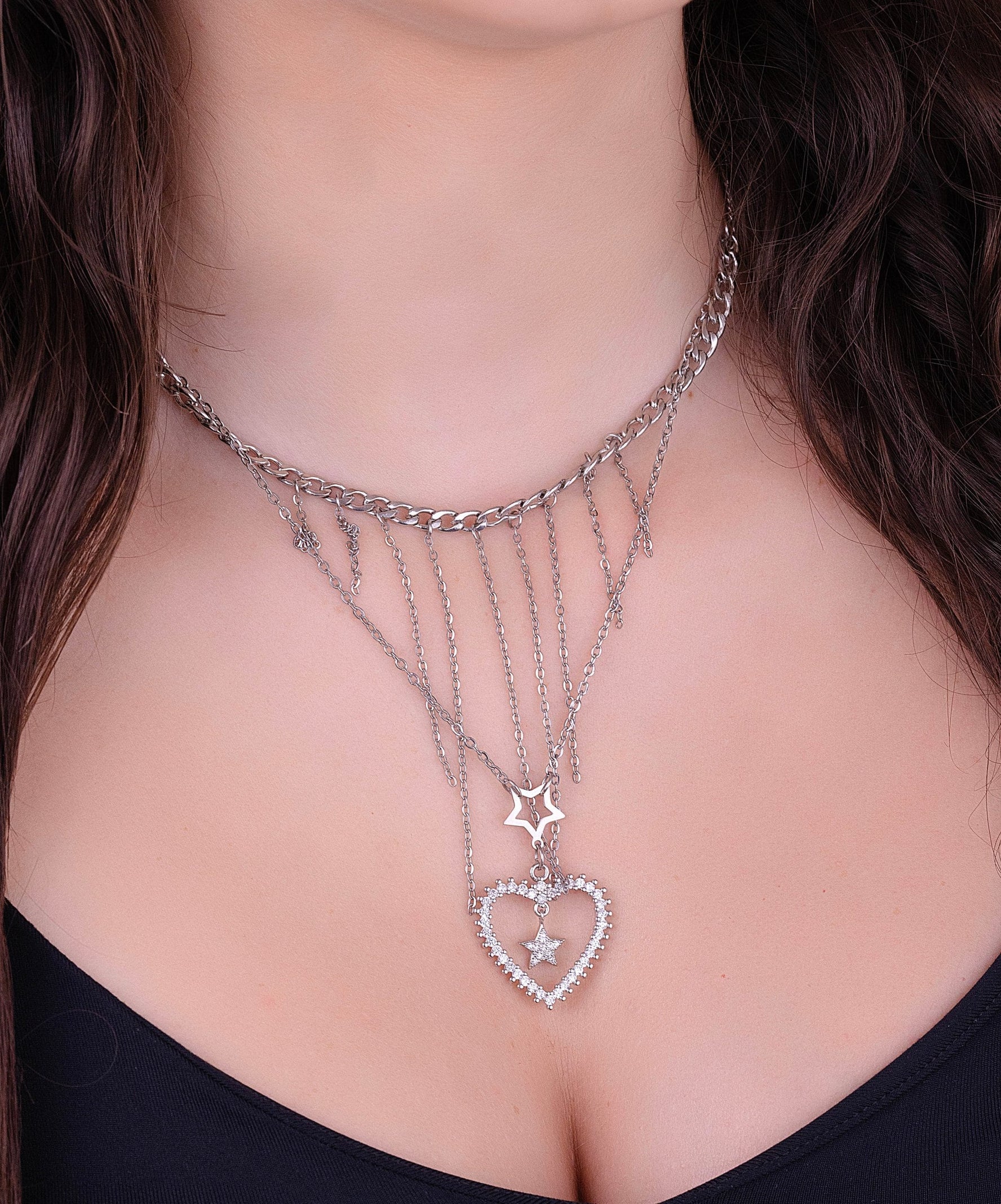 Juego Corazón Estrella Plateado Ref: G112