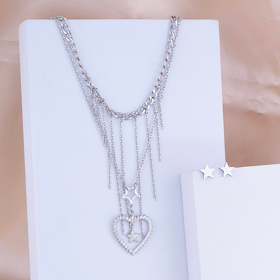 Juego Corazón Estrella Plateado Ref: G112