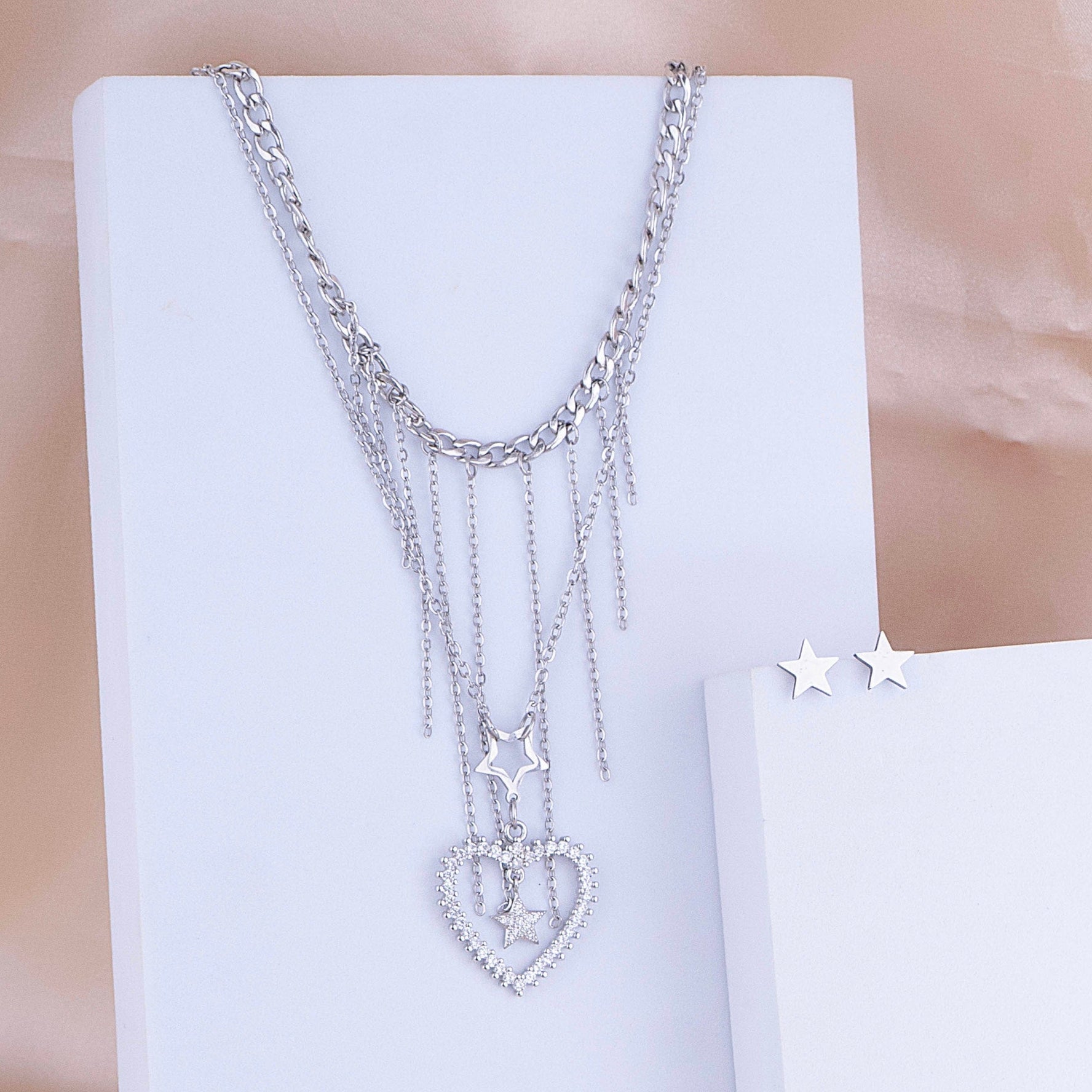 Juego Corazón Estrella Plateado Ref: G112