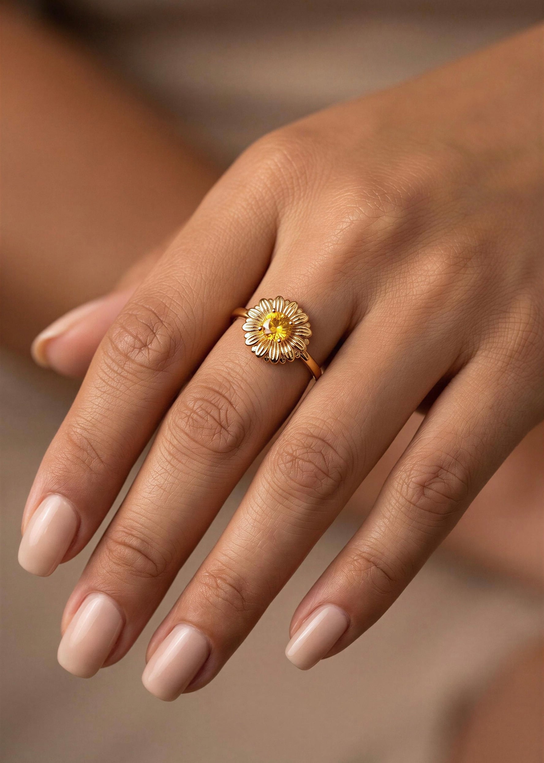 Anillo Girasol Ámbar