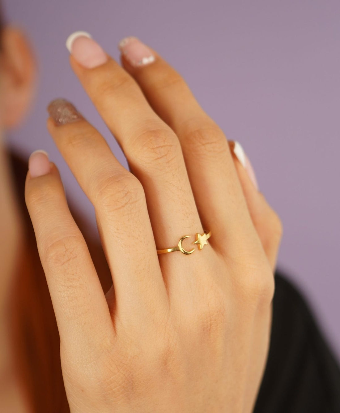 Anillo Luna Estrella Dorado Ref: A1040