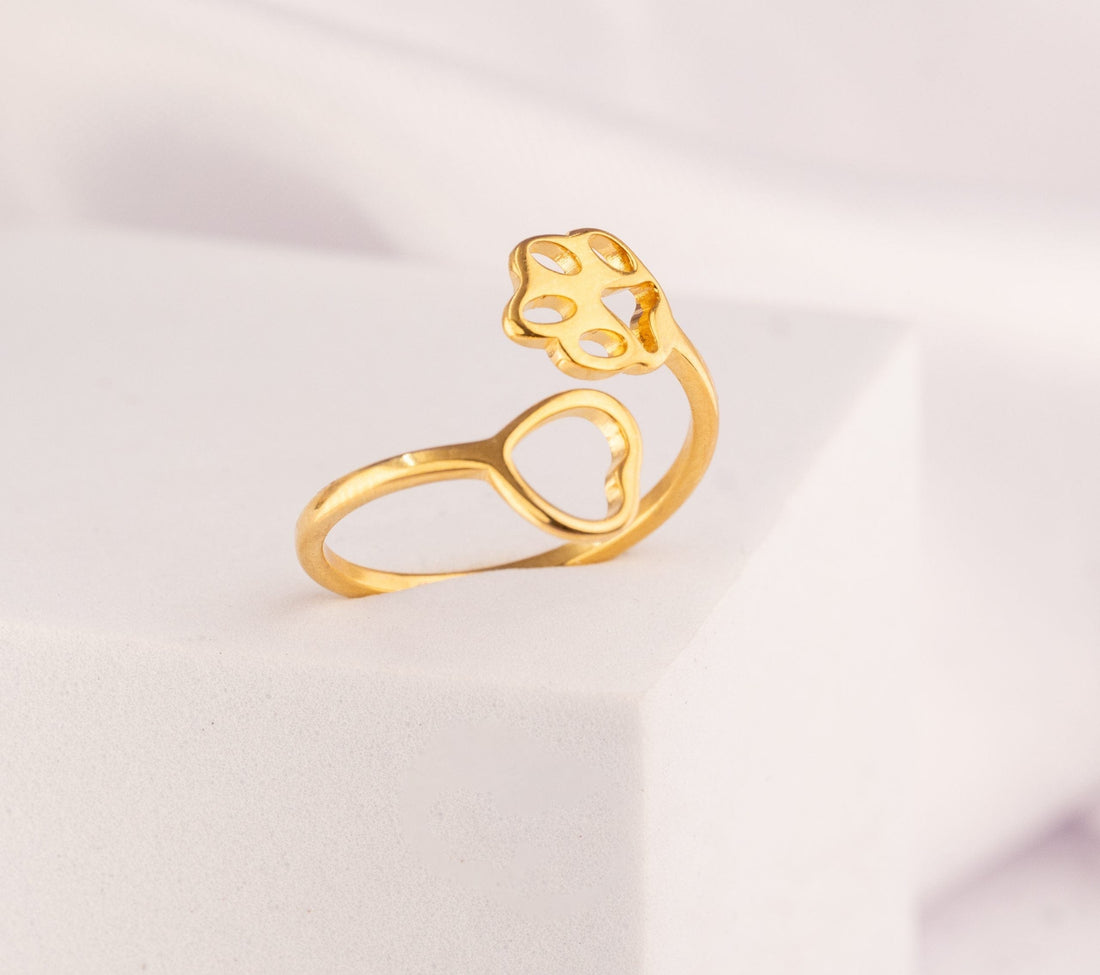 Anillo Huella Corazón Dorado Ref: A982