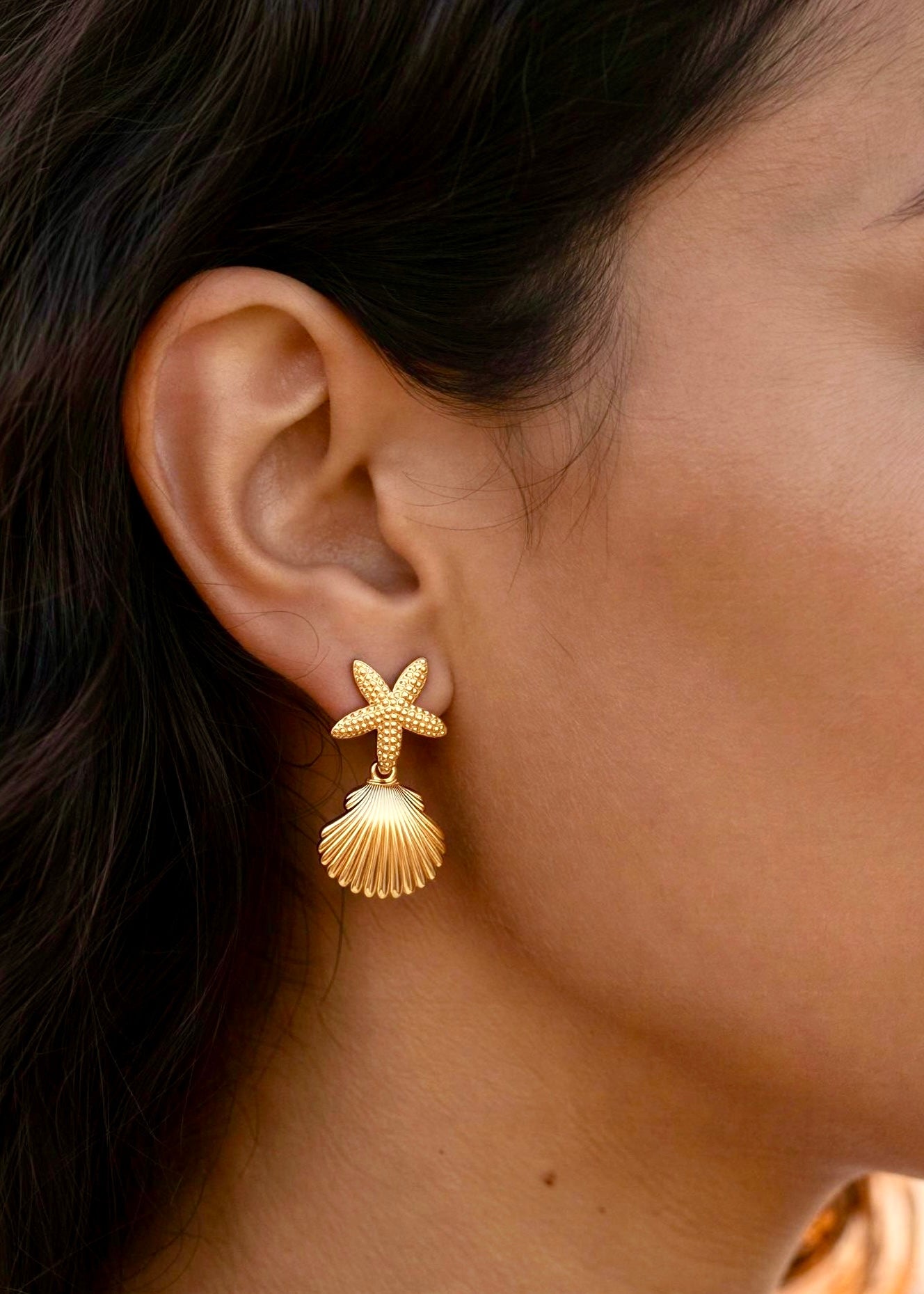 Aretes Conchas Estrellas