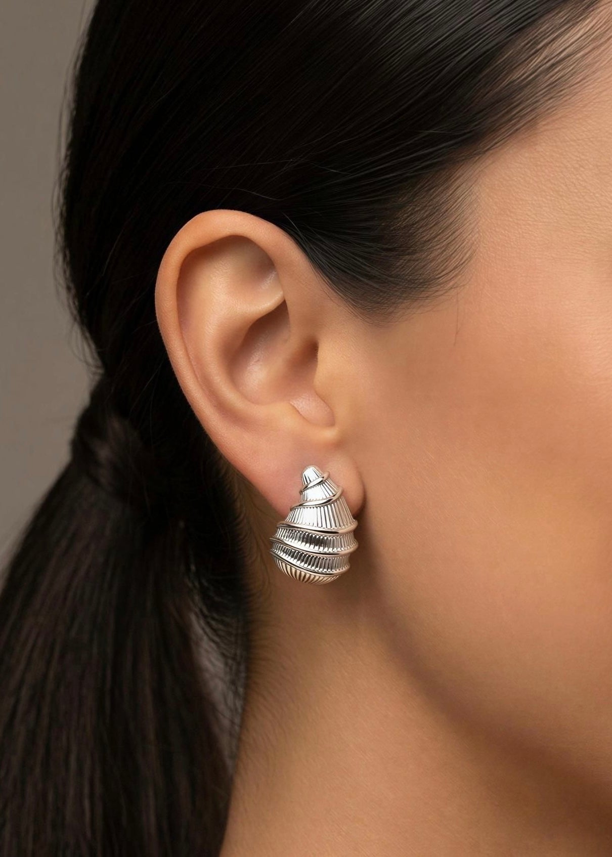 Aretes Concha Plateados