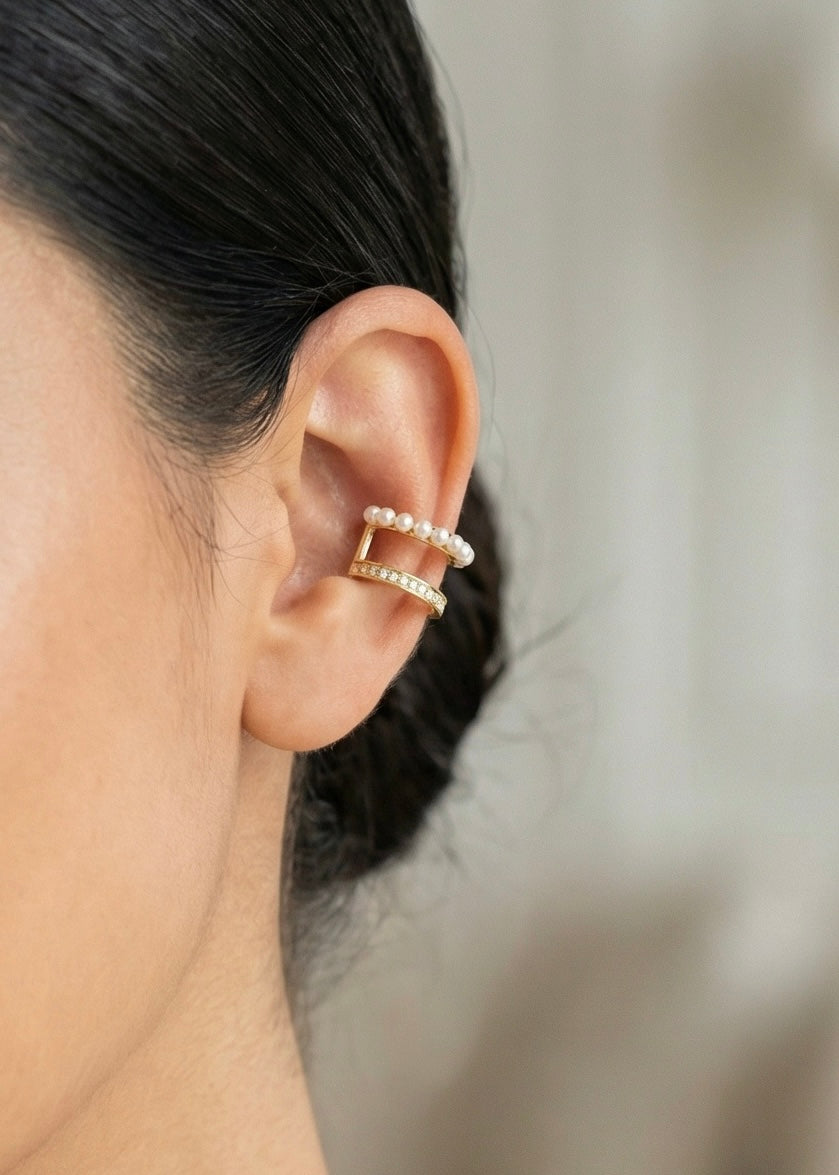 Ear Cuff Doble Perlas