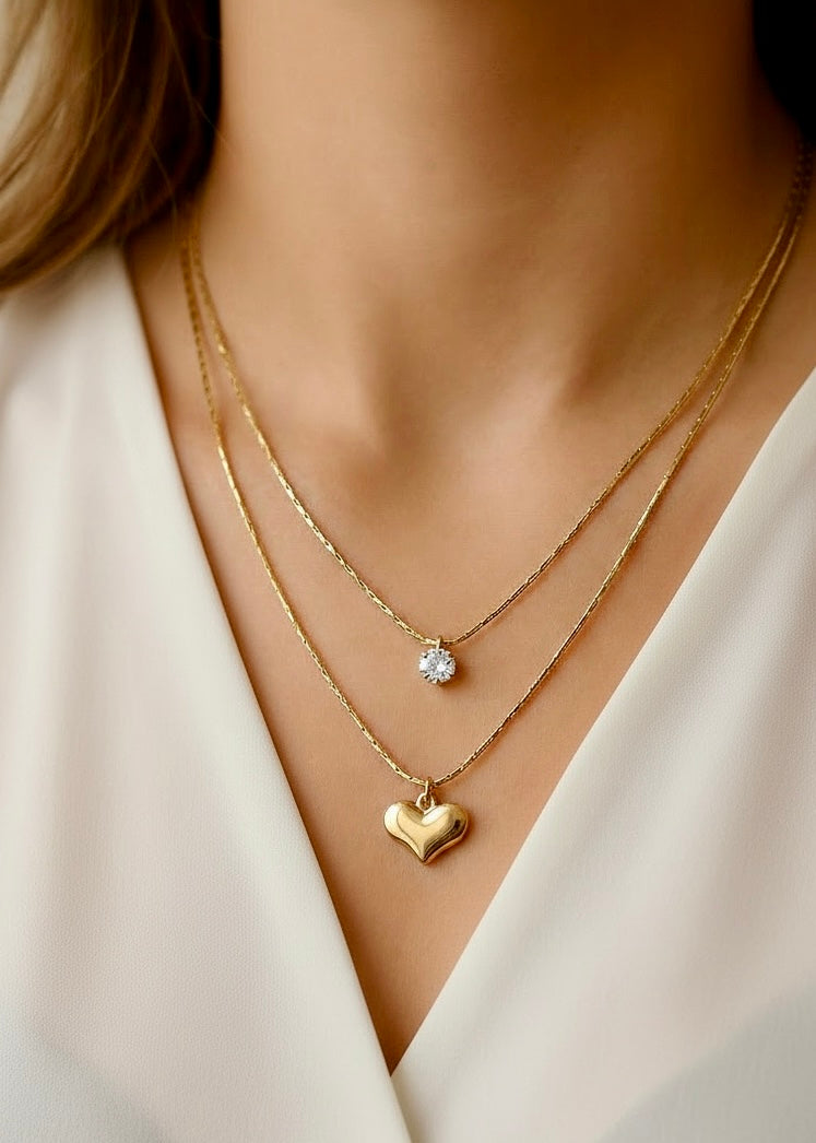 Collar Corazón Doble