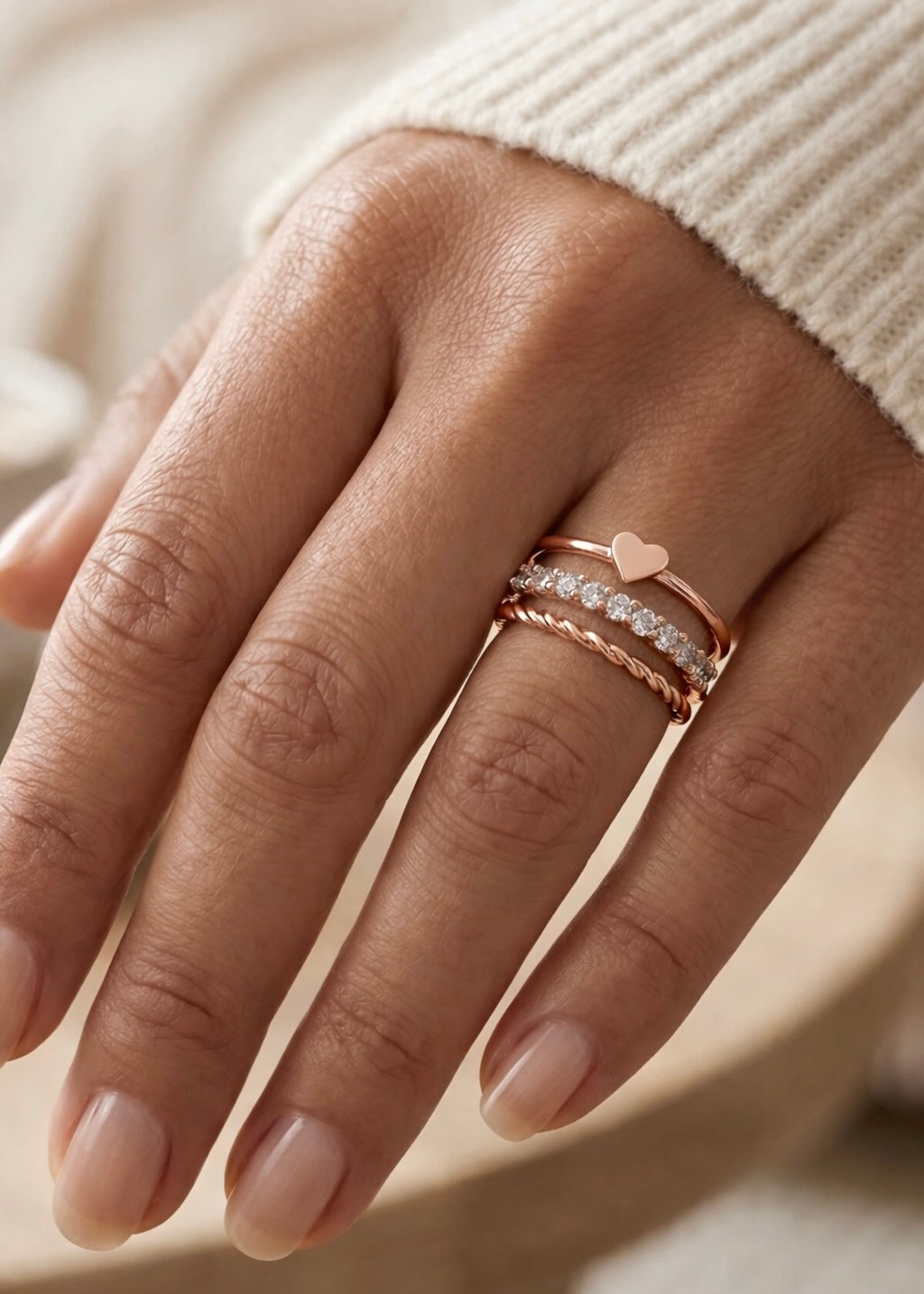 Set x 3 Anillos Emma Oro Rosa