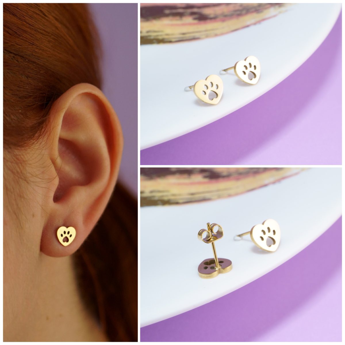 Topitos Huella Corazón Dorados Ref: L197