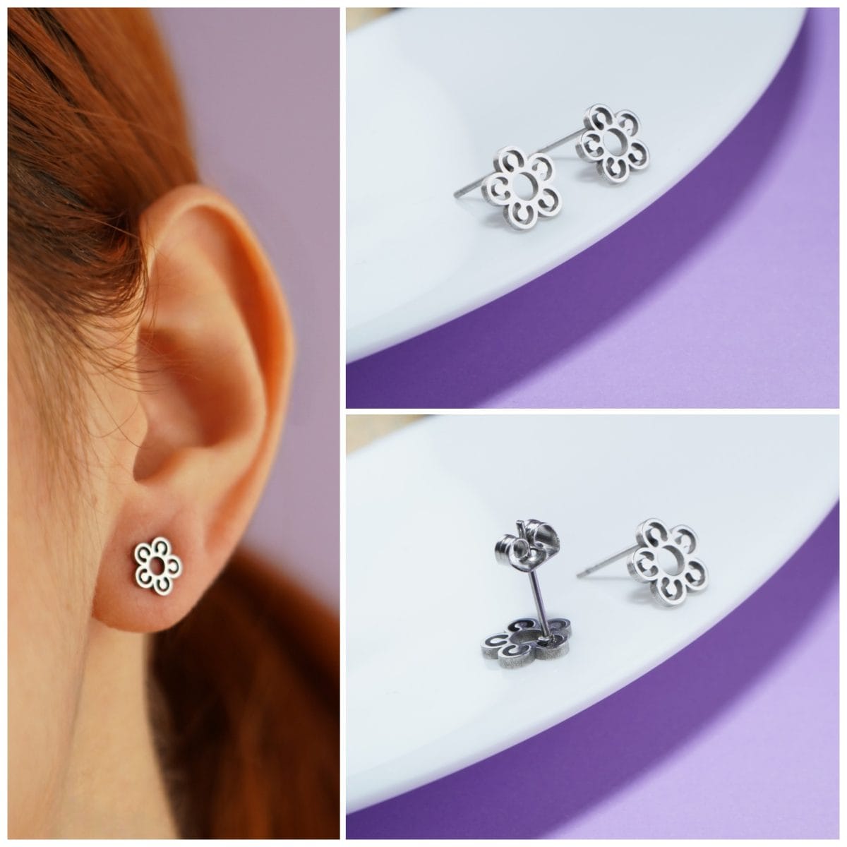 Topitos Flores Plateados Ref: L4392