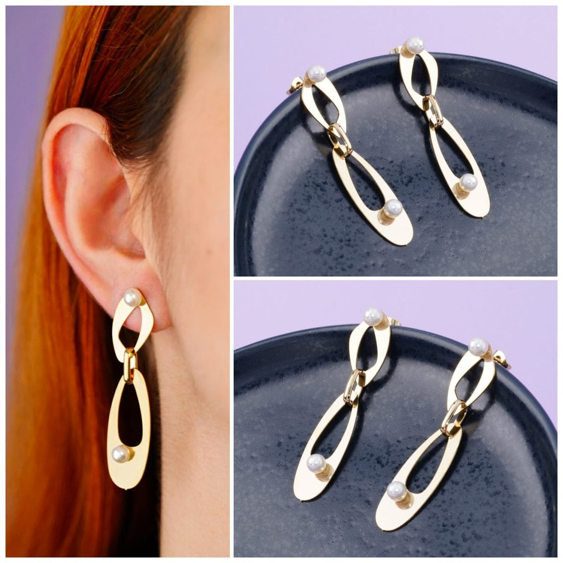 Aretes Péndulo Perlas Ref: B2001