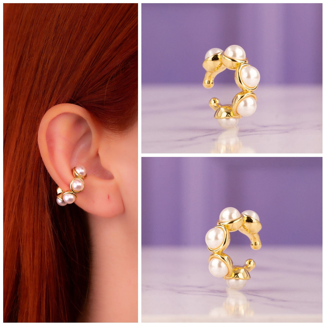 Ear Cuff Perlas Dorado Ref: E465
