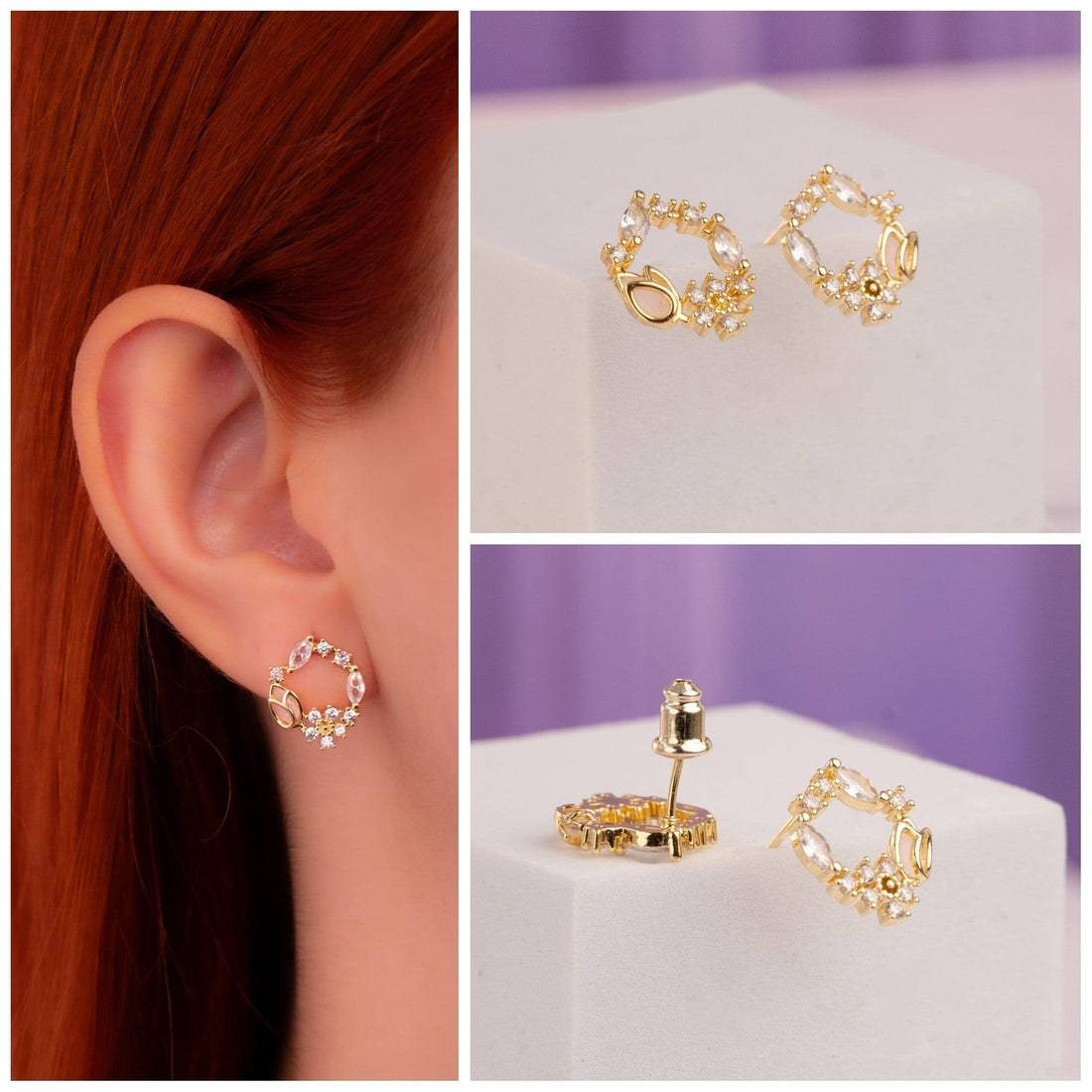 Aretes Rosalía Dorados Ref: B2022
