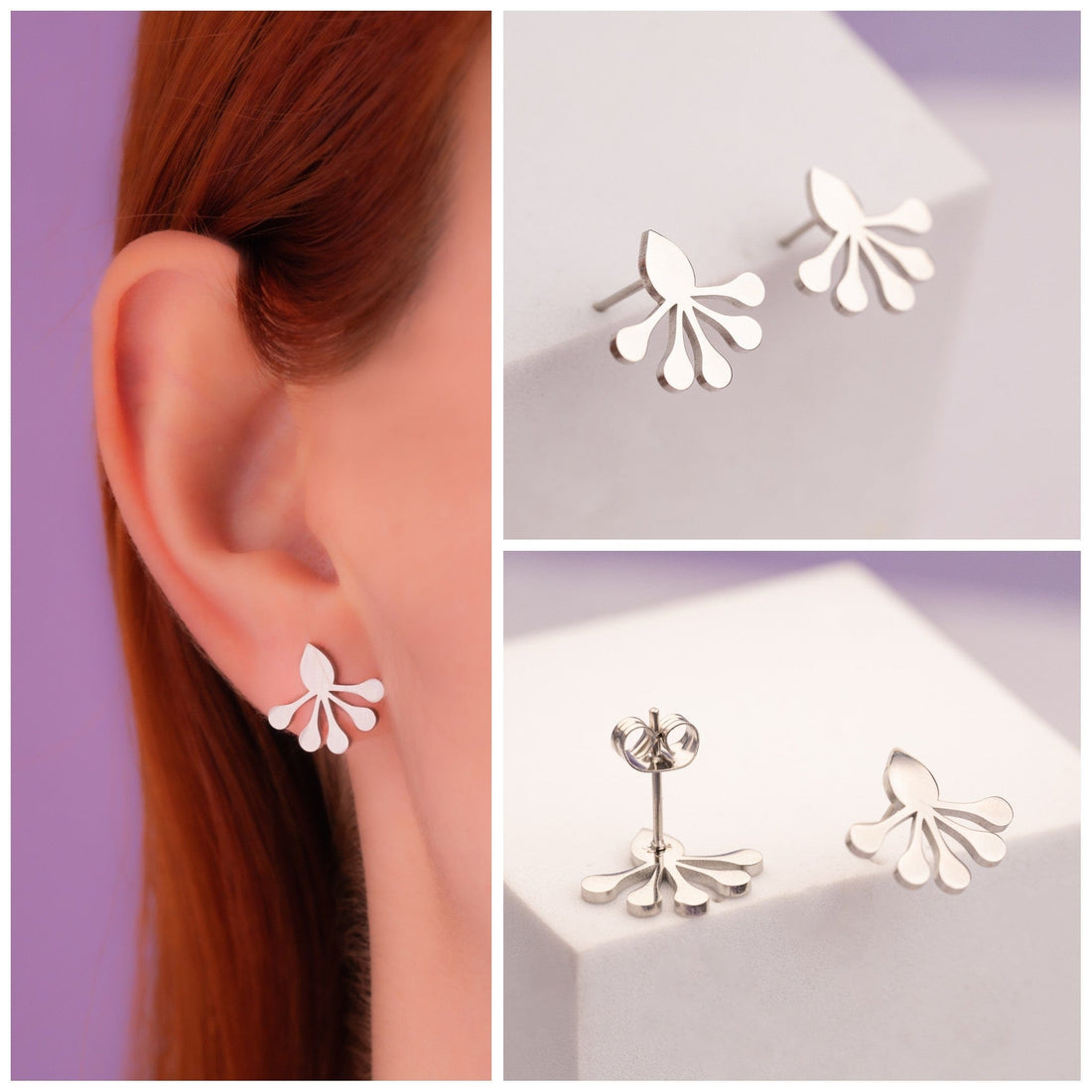 Aretes Splash Plateados Ref: B559