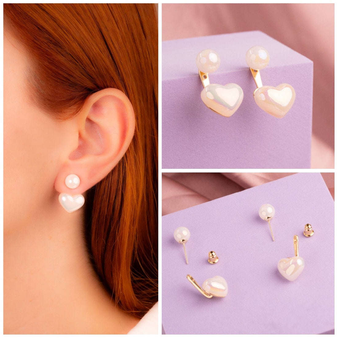 Aretes Corazones Perlados Ref: B125