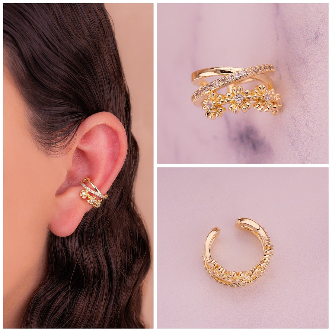 Ear Cuff Camelia Dorado Ref: E115