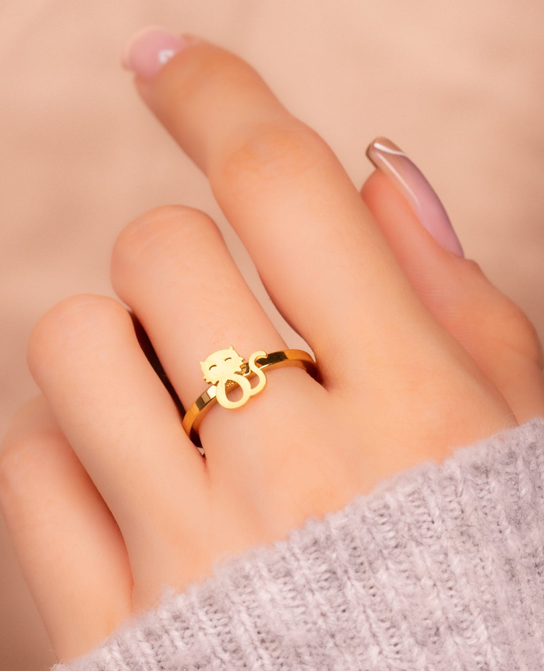 Anillo Gato Dorado Talla 7 Ref:A1700