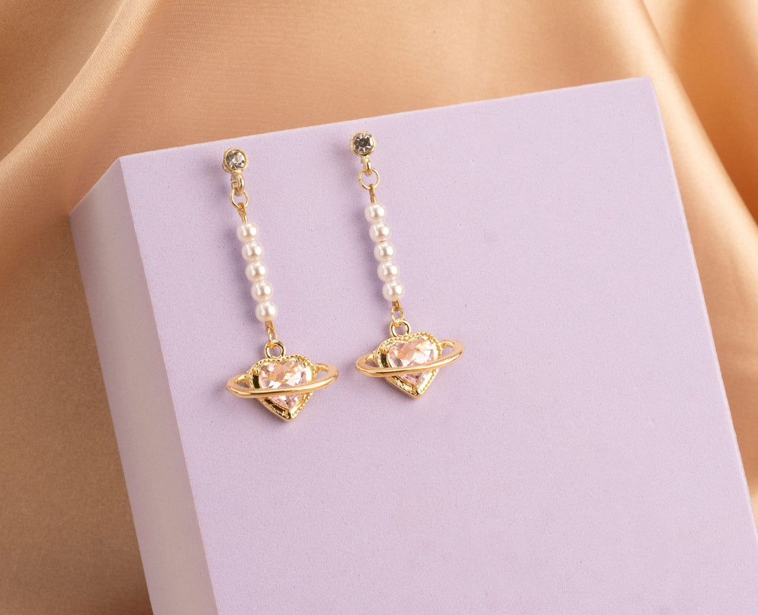 Aretes Corazón Rosa Órbita Ref:B1258