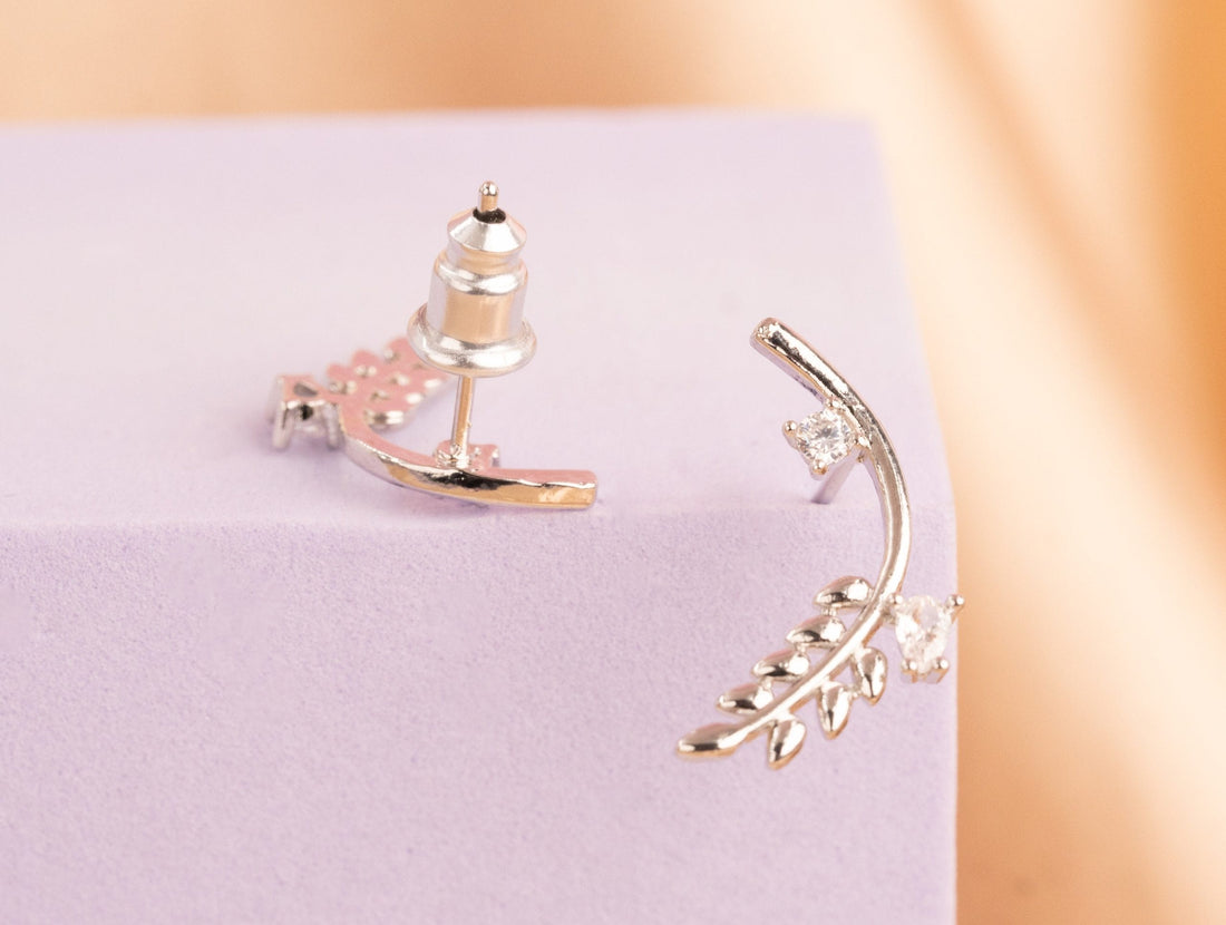 Aretes Hojas Arcos Plateados Ref:B1125