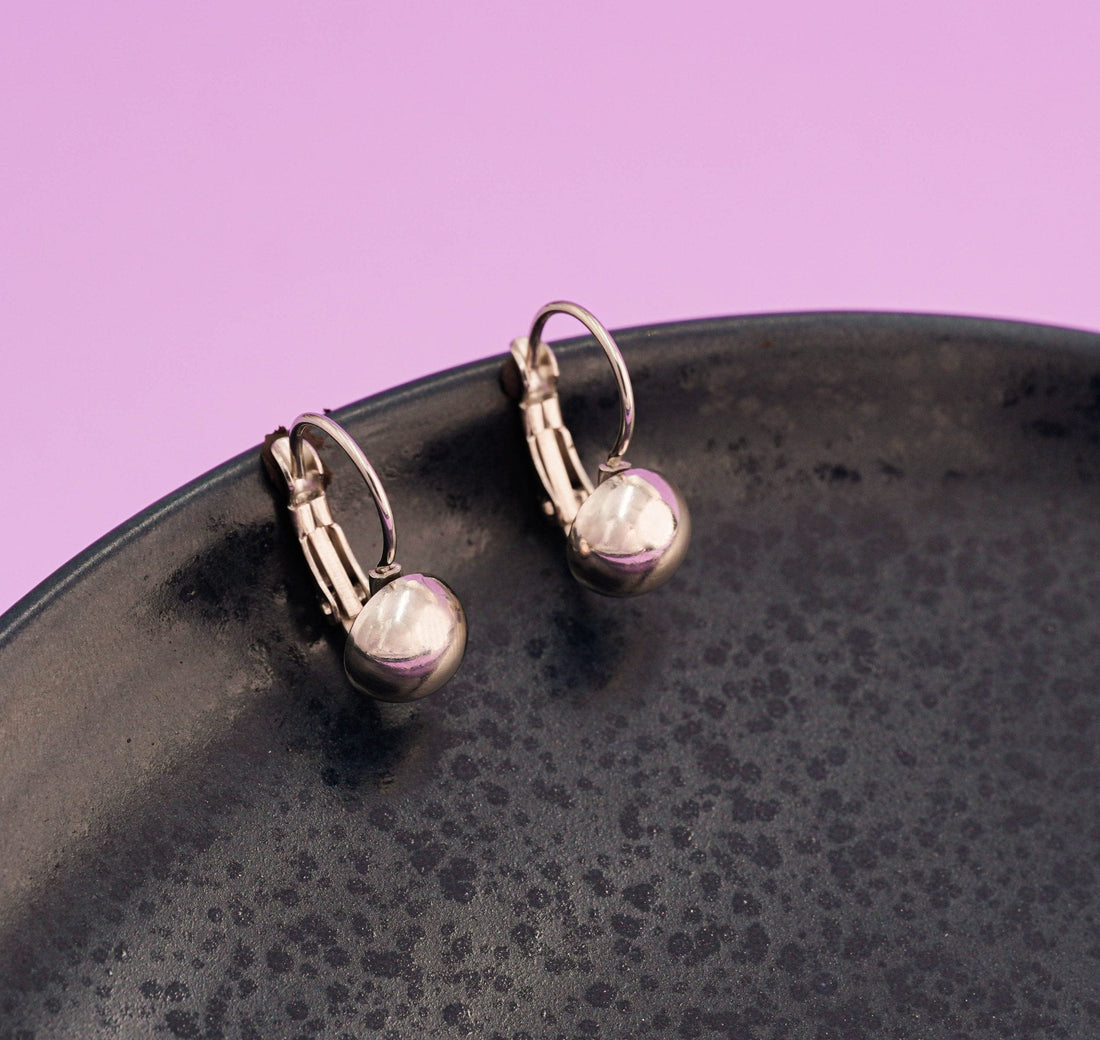 Aretes Balines Gancho Plateados Ref: B643