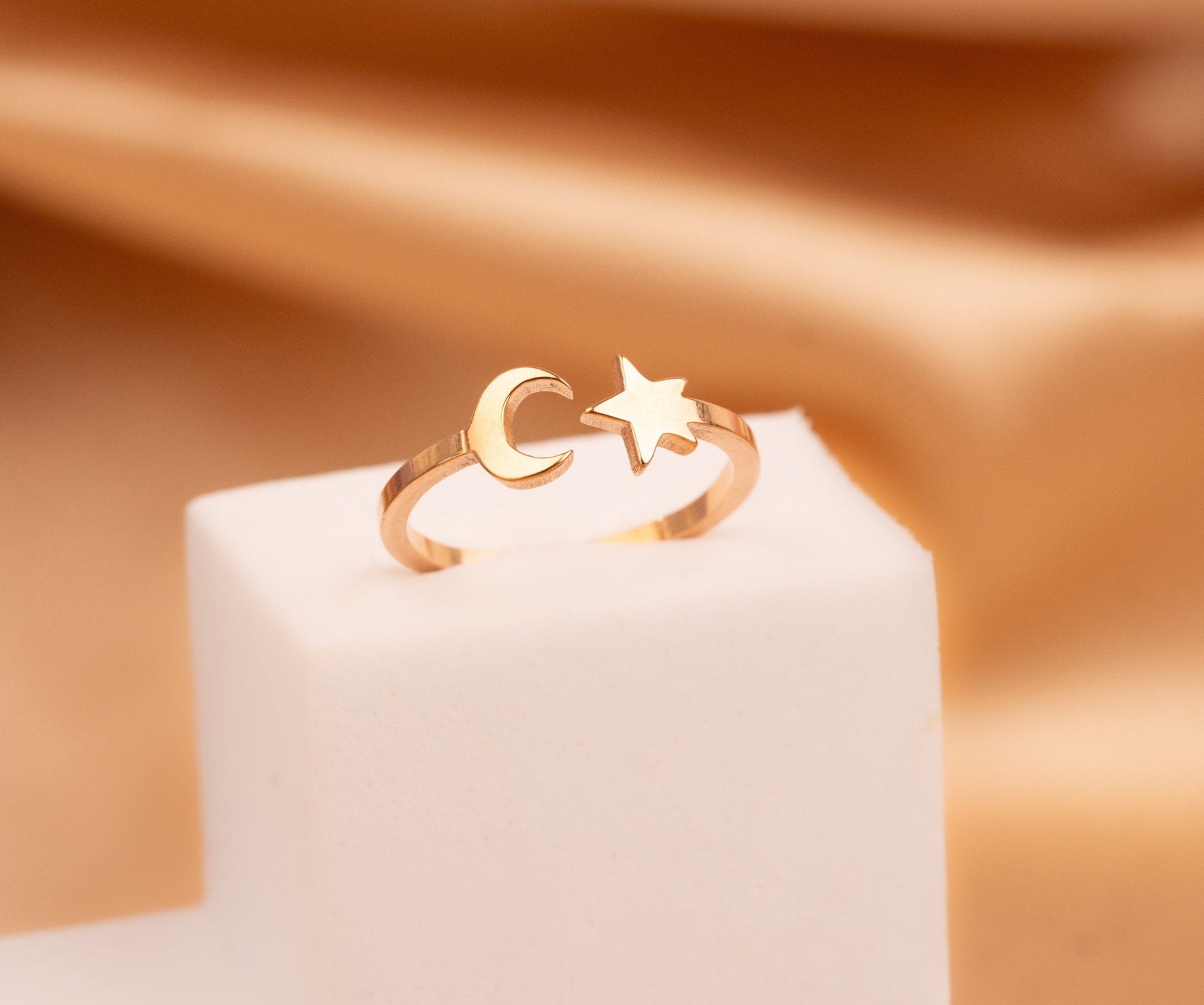 Anillo Luna Estrella Dorado Talla 7 Ref:A1660