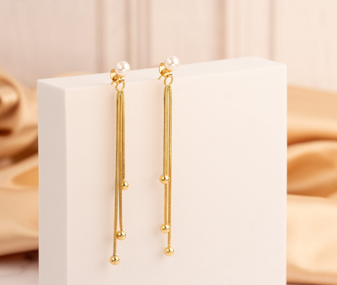 Aretes Perlas Lazos Dorados Ref: B1165