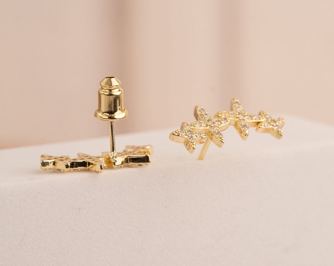 Aretes Arco Estrellas Dorados Ref: B984
