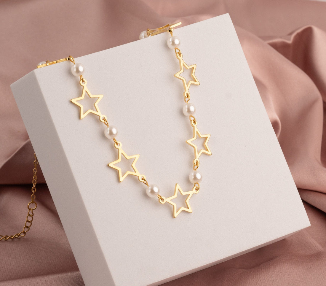 Chocker Estrellas Perlas Dorado Ref: D105