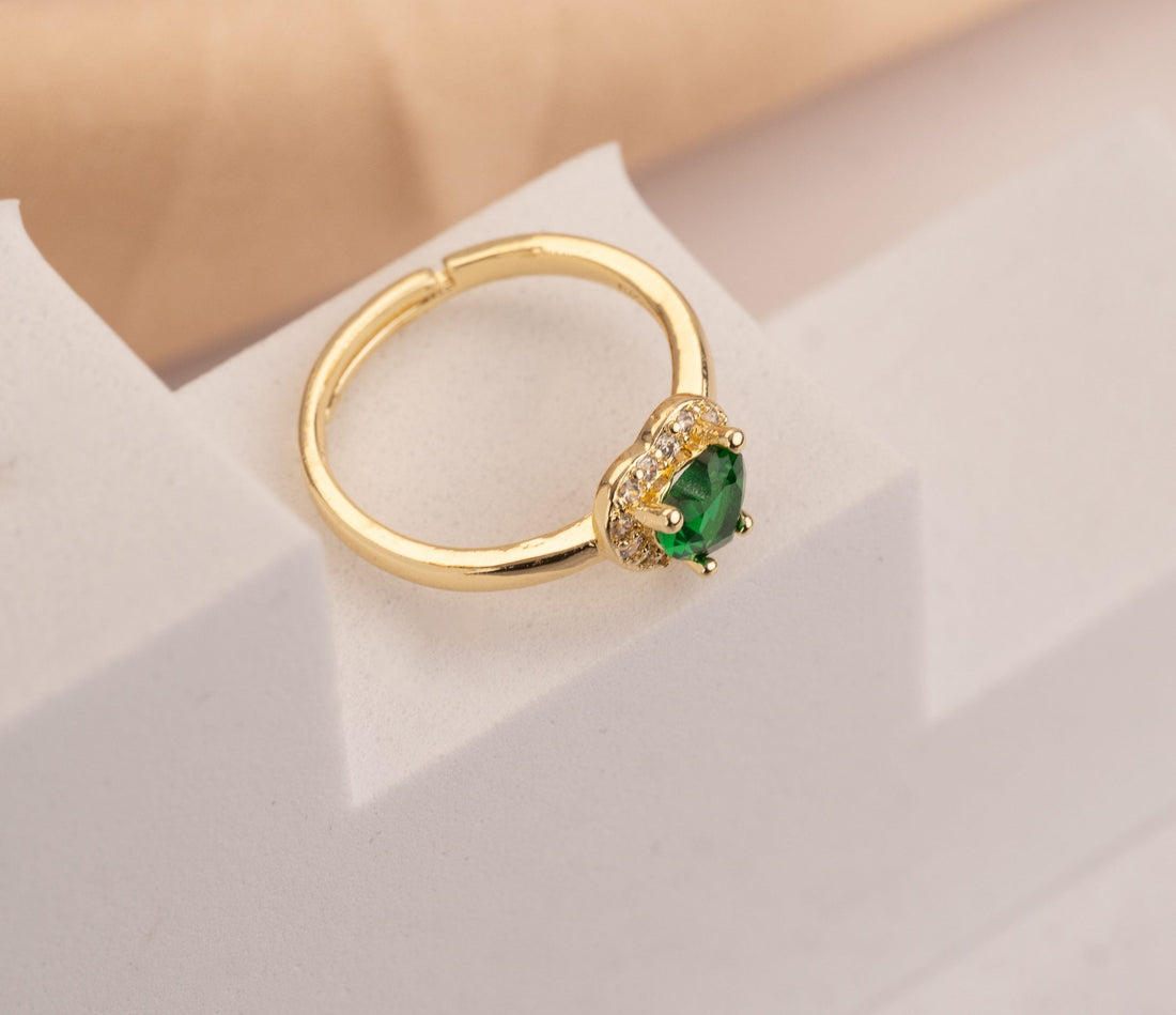 Anillo Corazón Verde Esmeralda Ref: A623