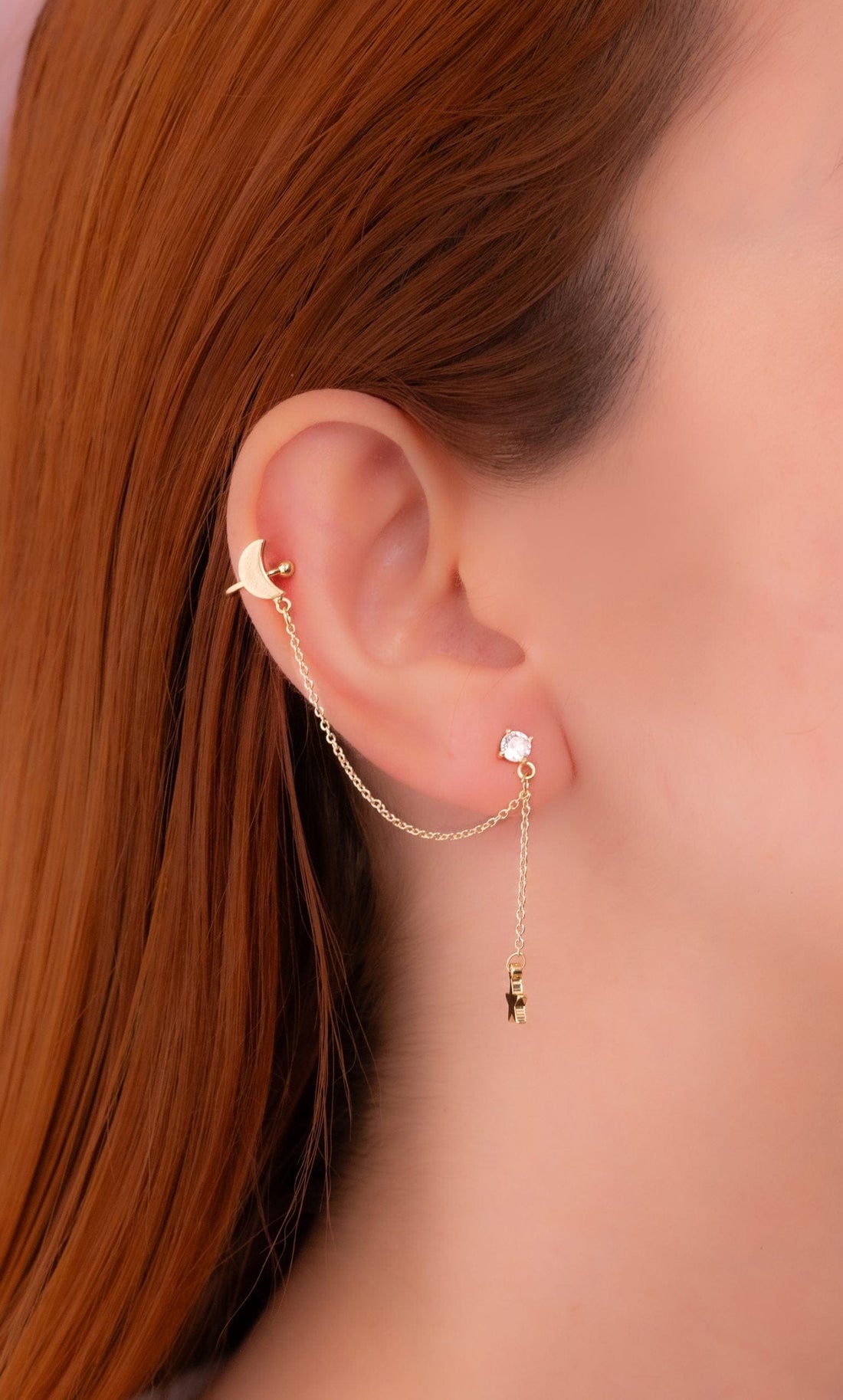 Ear Cuff Luna Estrella Dorado Ref: E249