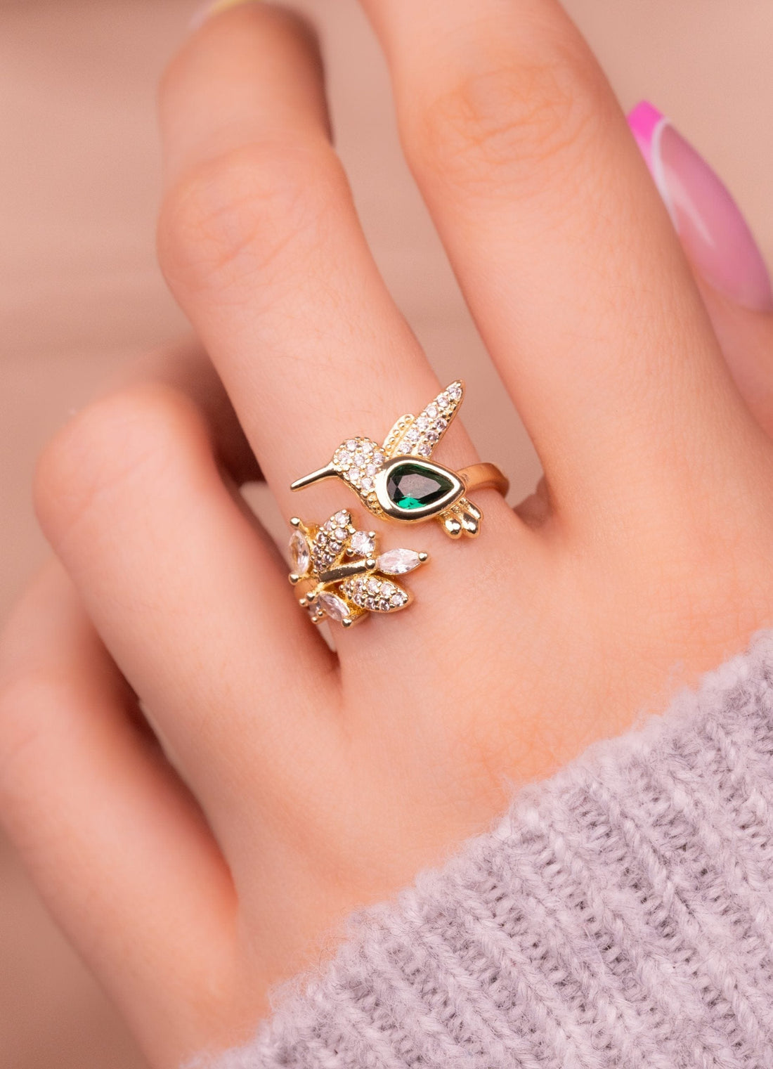 Anillo Colibrí Verde Ref: A222