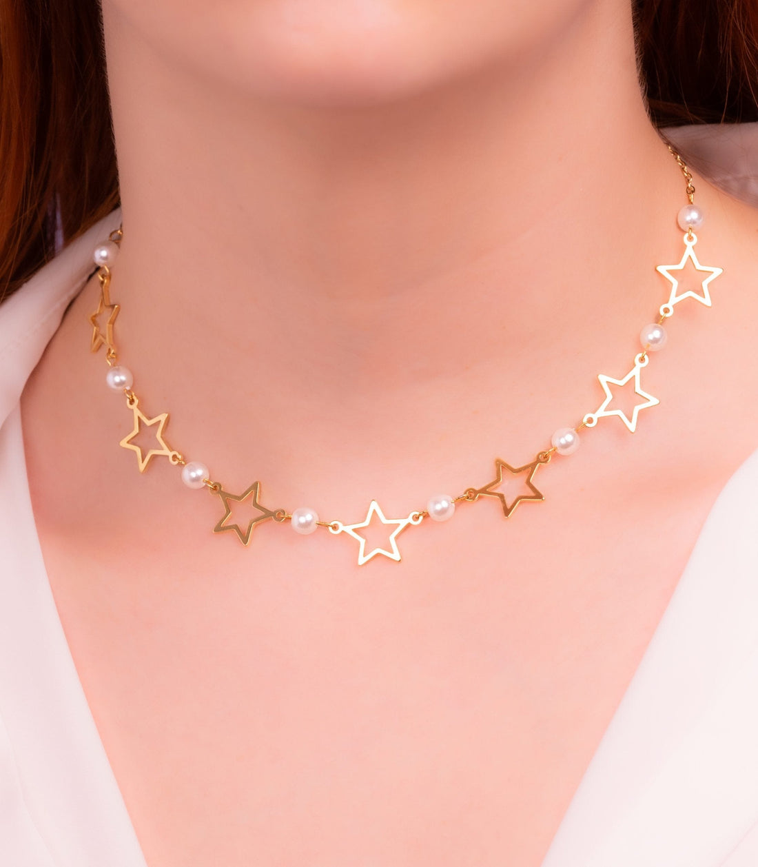 Chocker Estrellas Perlas Dorado Ref: D105