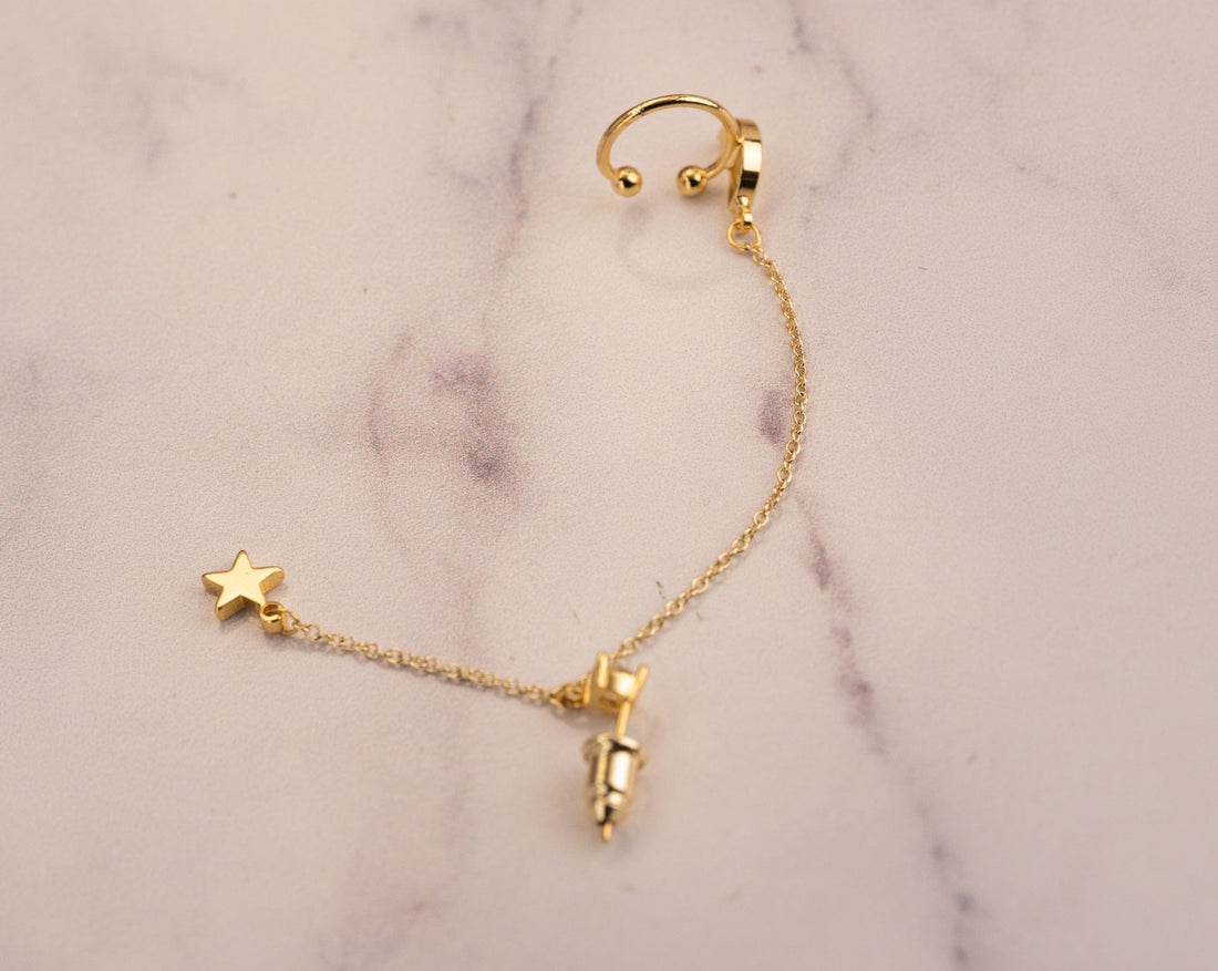 Ear Cuff Luna Estrella Dorado Ref: E249