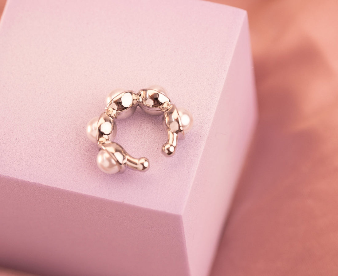 Ear Cuff Perlas Plateado Ref: E168