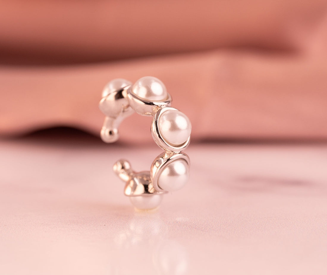 Ear Cuff Perlas Plateado Ref: E168