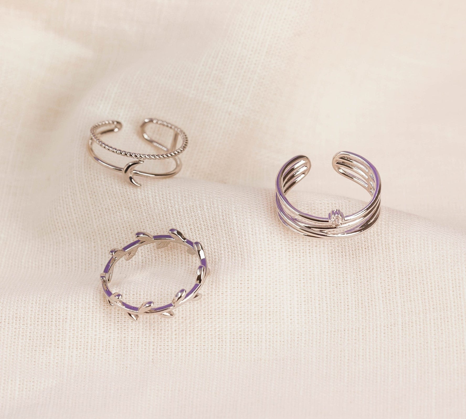 Set X 3 Anillos Selena Plateados Ref: J249