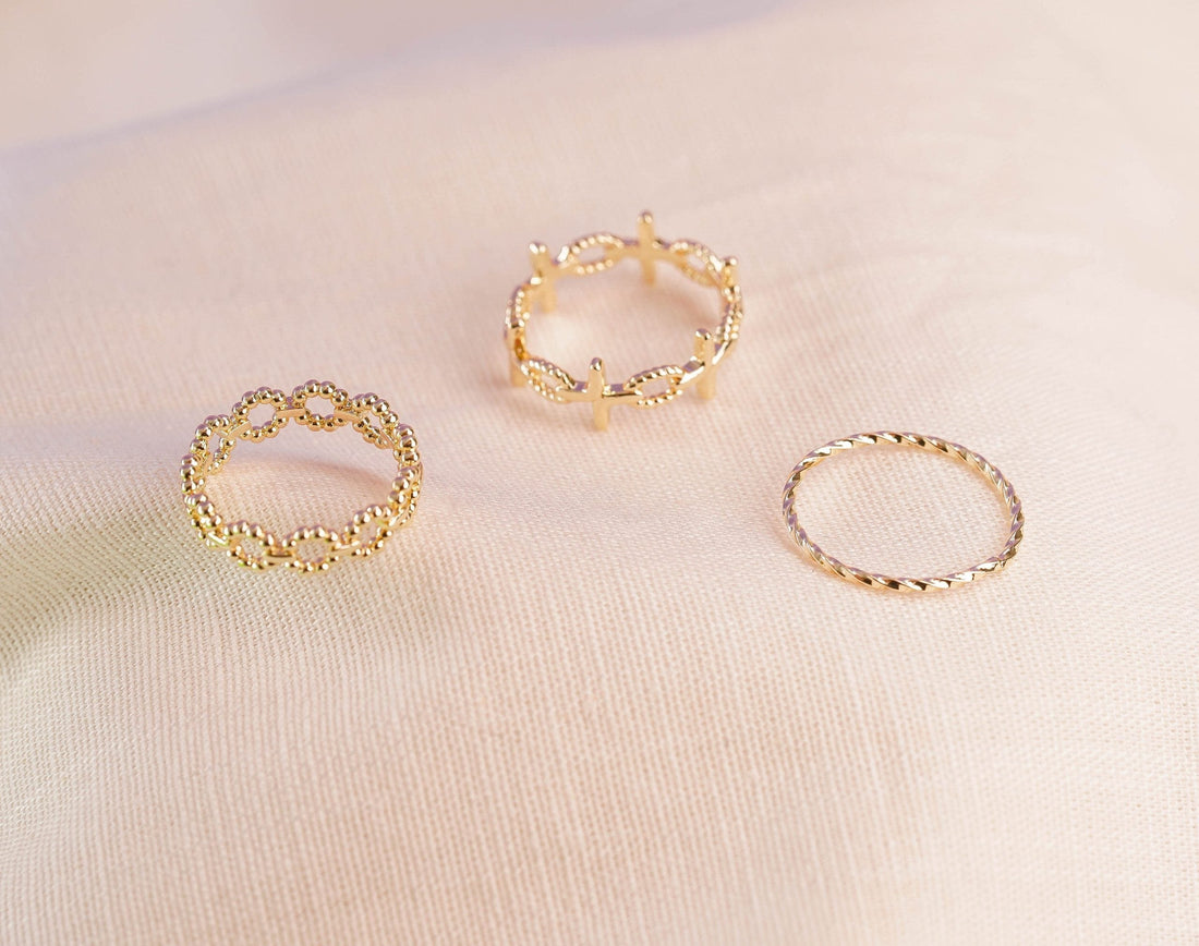 Set X 3 Anillos Ivanna Dorados Ref: J269