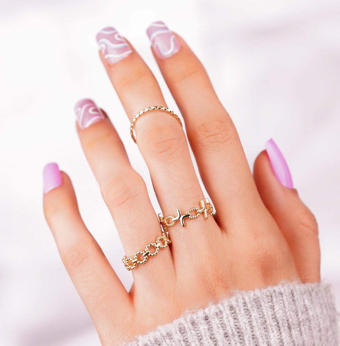 Set X 3 Anillos Ivanna Dorados Ref: J269