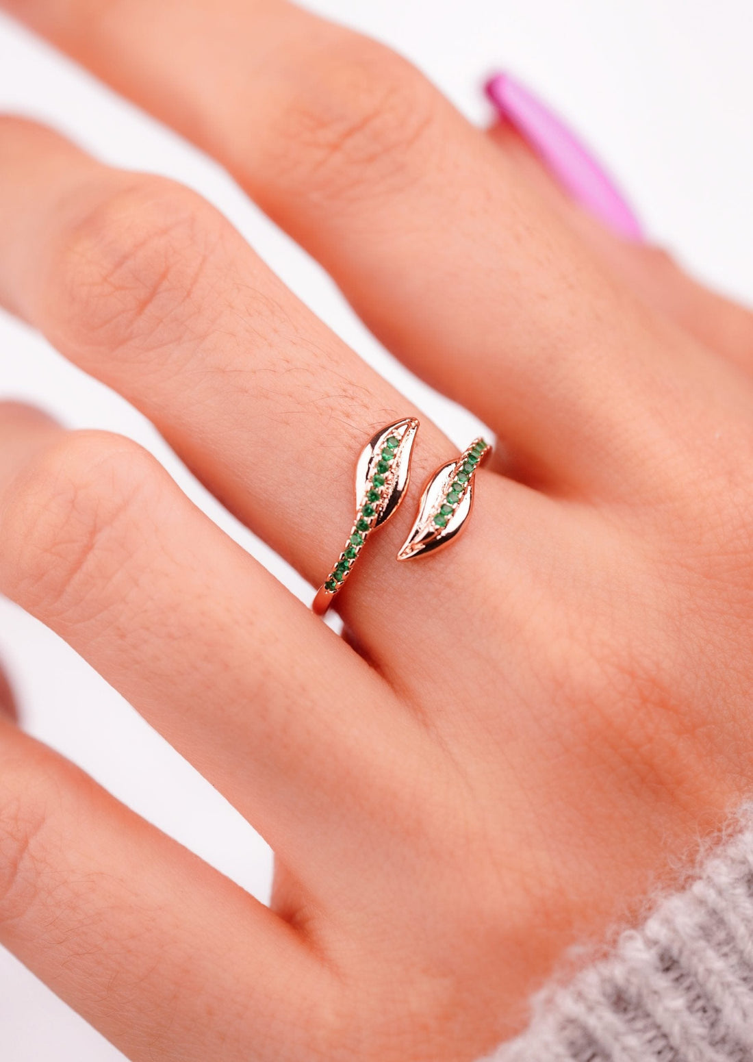 Anillo Hojas Oro Rosa Ref: A302