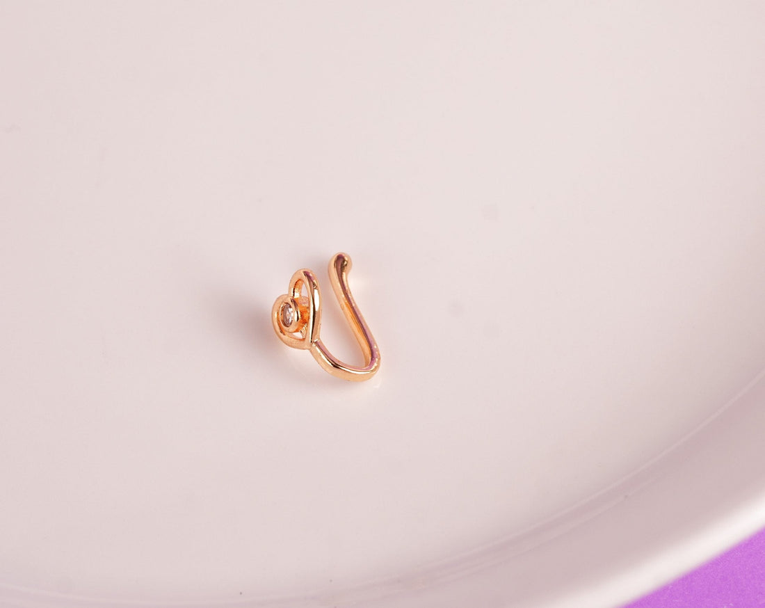 Piercing Clip Falso Nariz Corazón Dorado Ref: H208