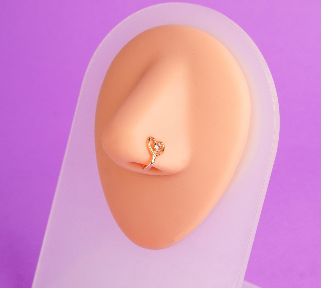Piercing Clip Falso Nariz Corazón Dorado Ref: H208