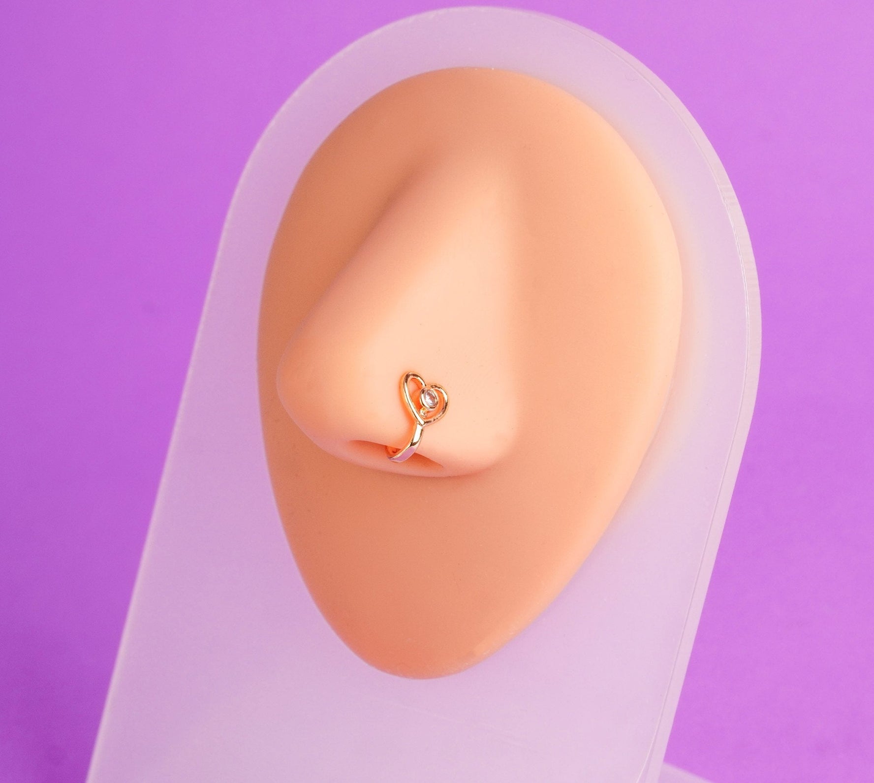 Piercing Clip Falso Nariz Corazón Dorado Ref: H208