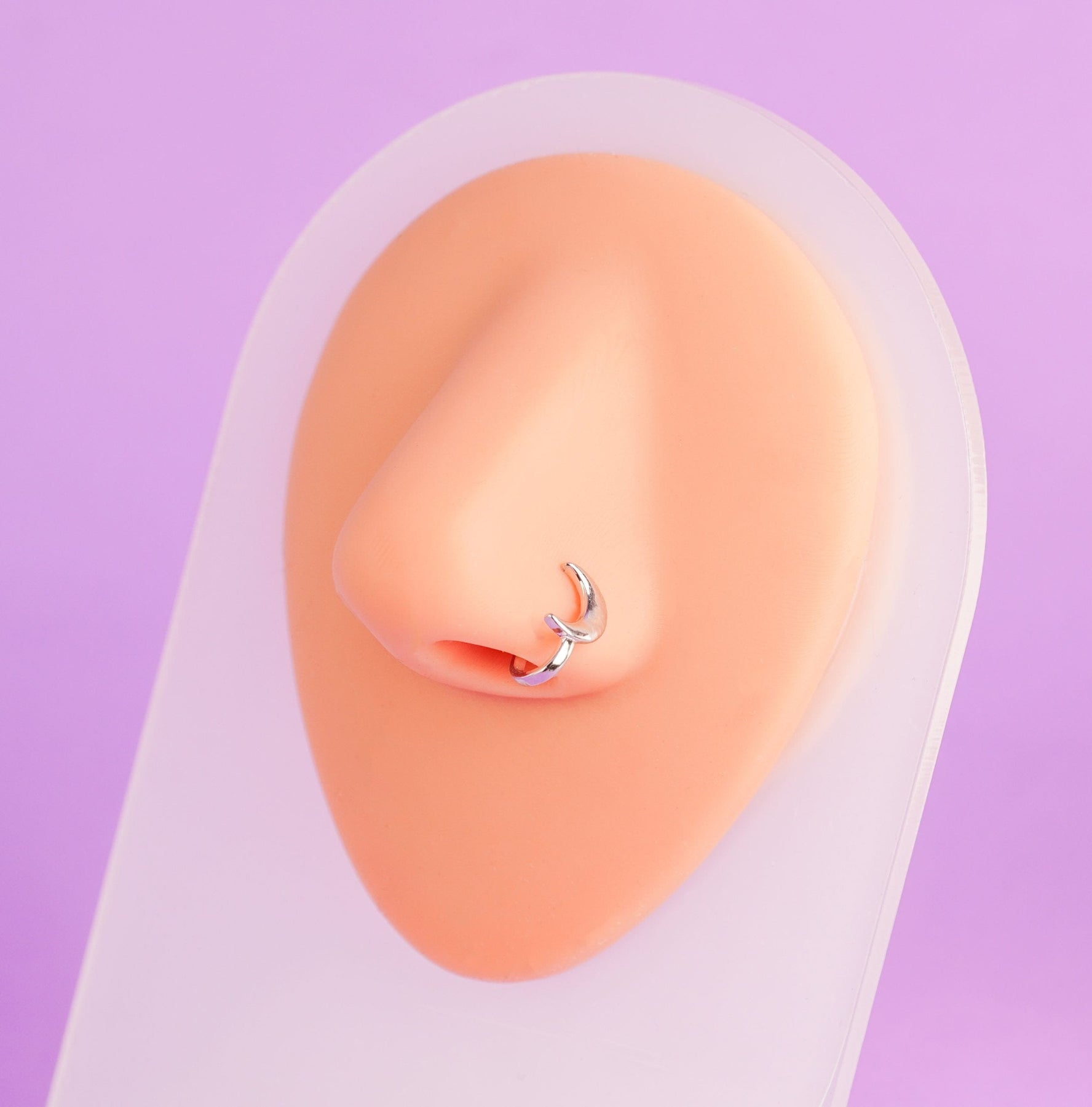 Piercing Clip Falso Nariz Luna Plateada Ref: H088