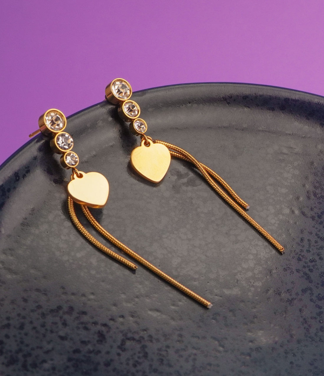 Aretes Corazones Piedras Blancas Ref: B185