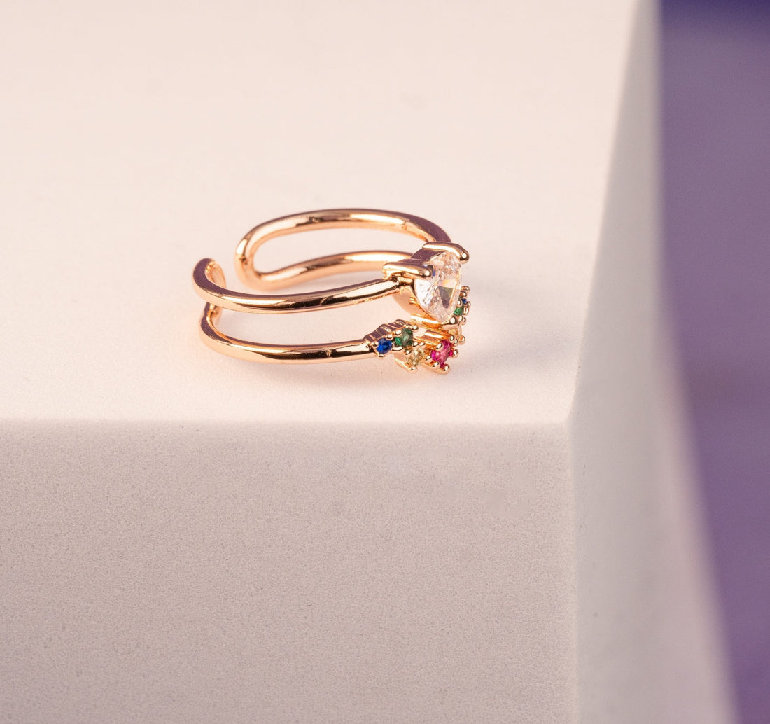 Anillo Doble Corazón Oro Rosa Ref: A622
