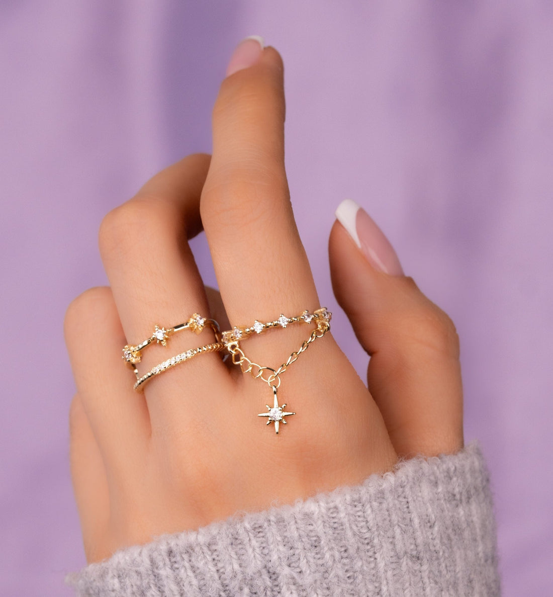 Set X 2 Anillos Estrellas Dorados Ref: J449