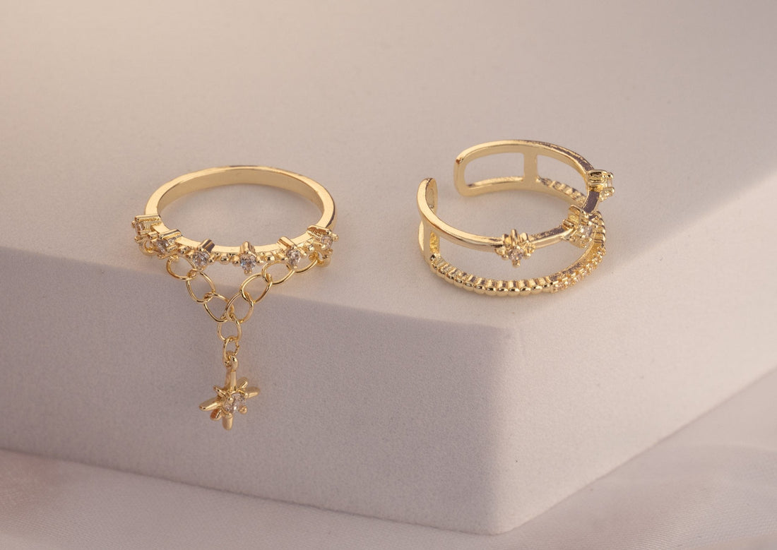 Set X 2 Anillos Estrellas Dorados Ref: J449